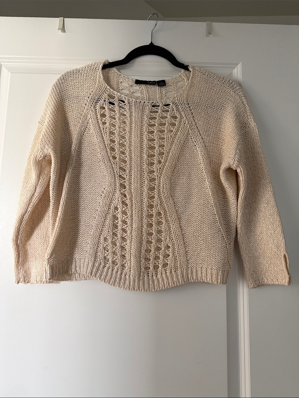 Aqua Bloomingdales oatmeal knit sweater crew